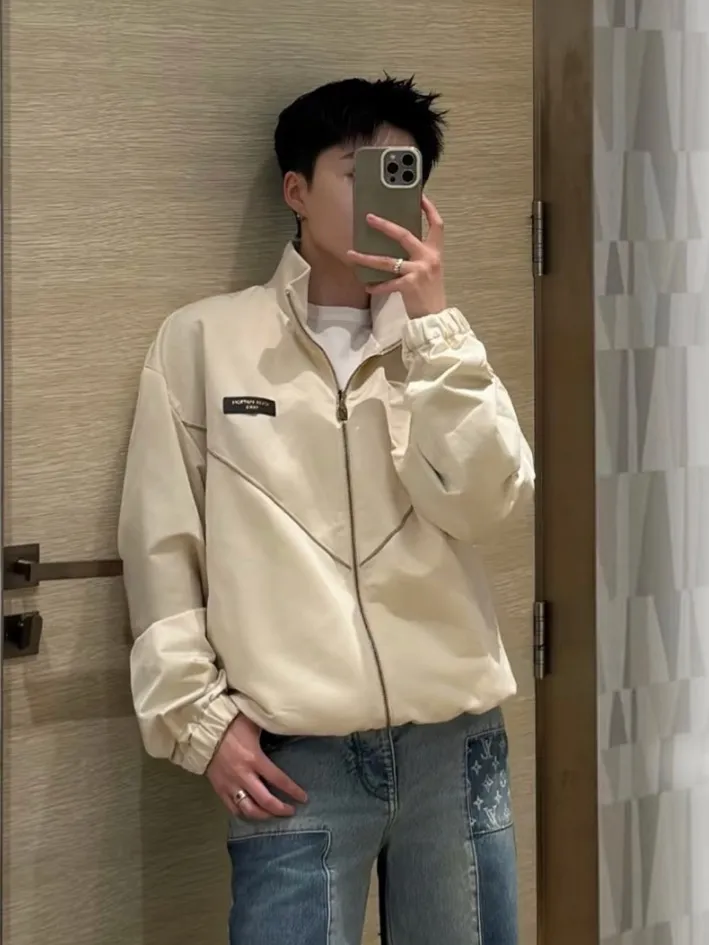 Louis Vuitton/Louis Vuitton leather logo silk satin sports coat